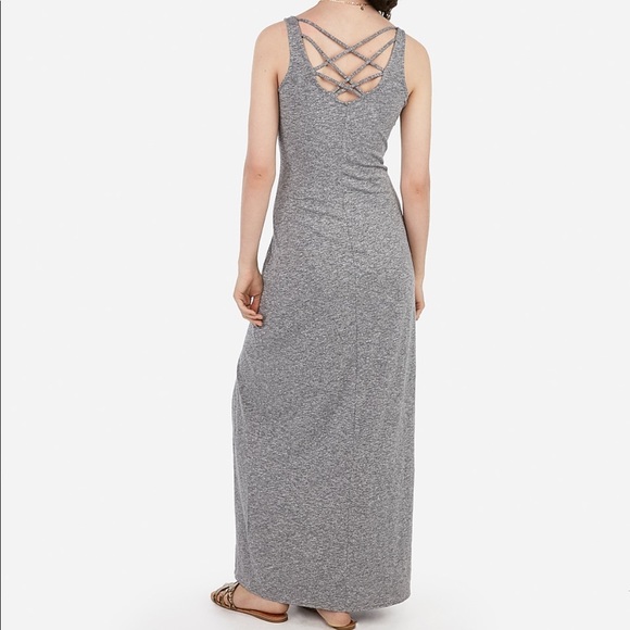 Express Dresses & Skirts - Express Heather Gray Strappy Back Maxi Dress